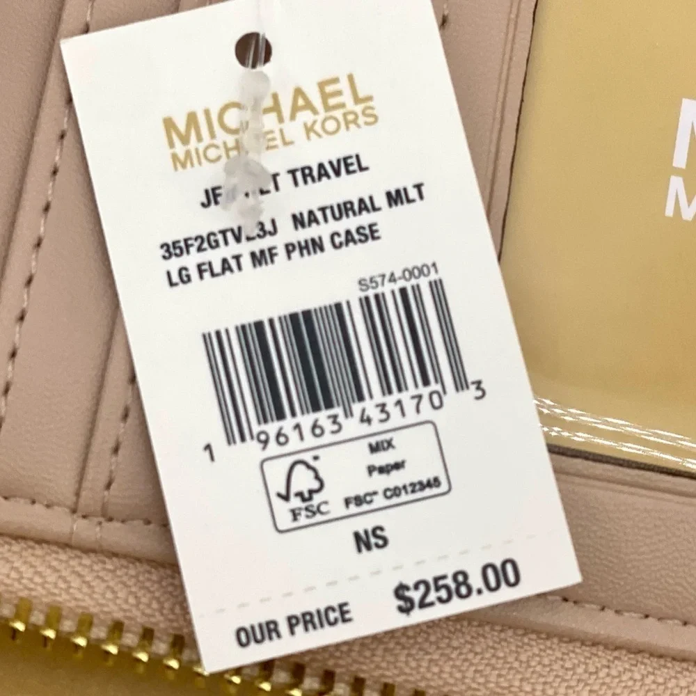 Michael Kors Jet Set Travel Wallet Phone Case Wristlet Glimmer MK Print